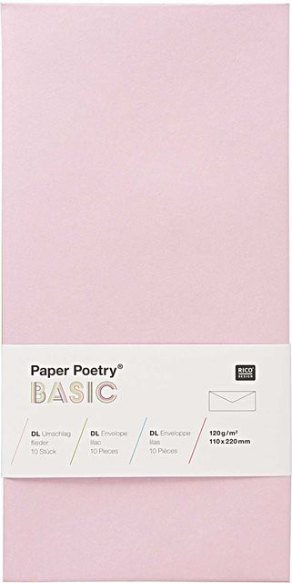 Rico Design Paper Poetry Kuvert Basic DL, 10 Stück, Flieder - Bild 1