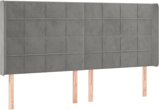 vidaXL LED Kopfteil aus Samt in Hellgrau mit USB-Ladeport und integrierter Beleuchtung, B/T/H: 203 x 16 x 118/128 cm - Bild 1