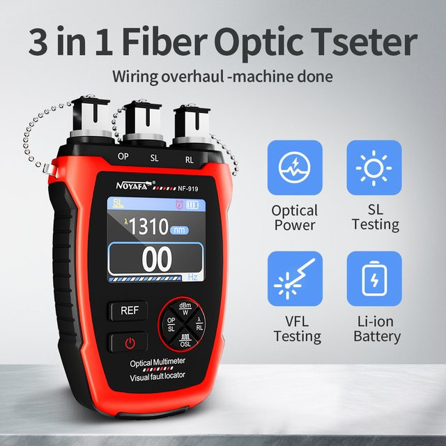NOYAFA NF-919 Mini OPM 3-in-1 Multifunktions-Leistungsmesser mit visuellem Fehlerorter und Netzwerkkabeltester für optische Fasern FC/SC/ST - Bild 1