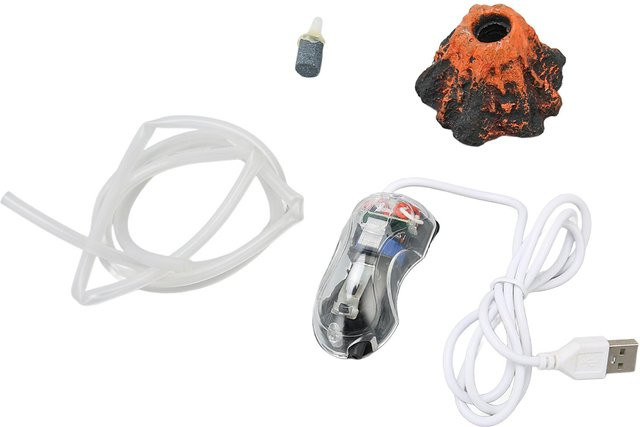 mfySpace Aquarium Vulkan Ornament Set mit Luftsprudler und Schlauch zur Sauerstoffanreicherung in Weiß und Multicolour - Bild 1