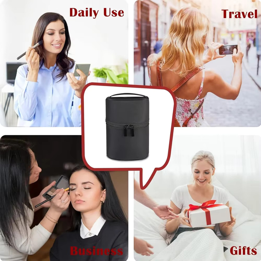 WEPPKK Reise-Kulturbeutel für Damen in Schwarz, großer Make-up-Organizer für Toilettenartikel und Kosmetika, B/T/H: 19,0 x 14,0 cm - Bild 5