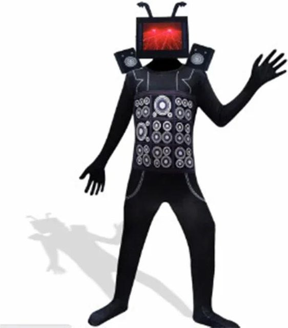 Skibidi Toilettenkostüm, Bodysuit, Overall, Maske, Schwarz - Bild 1