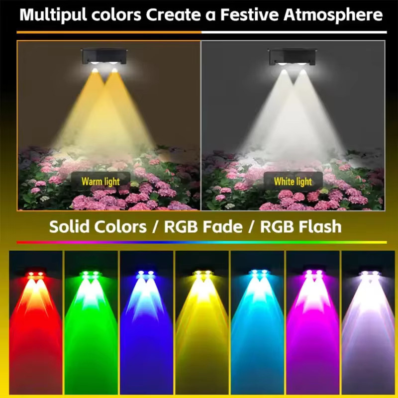 VENUSWING LED Solar Wandlampe Quadratisch Schwarz Wasserdicht für Garten und Außenbereich - Bild 2