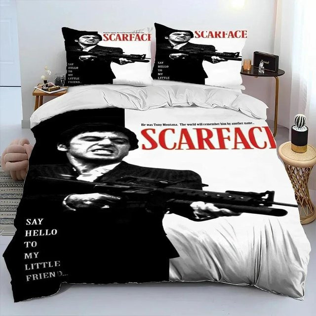 Bettwäsche-Set Scarface Tony von Jessica Chen, 3-teilig, Weiß, B/H: 180 x 220 cm - Bild 1