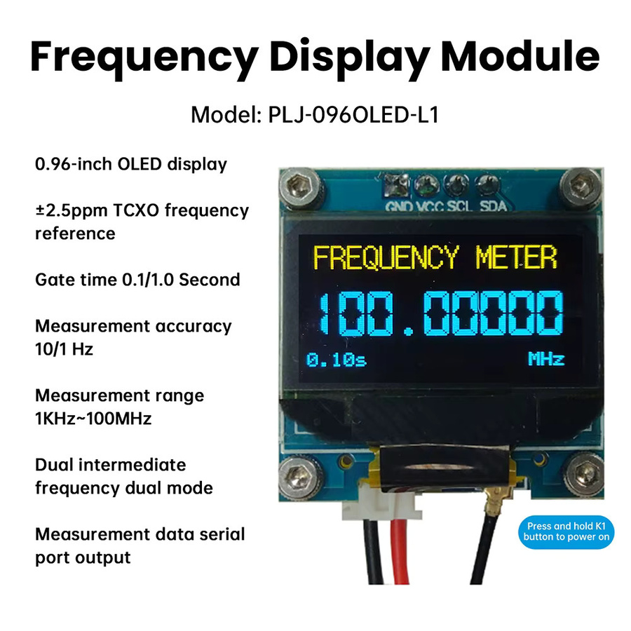 diymore OLED Frequenzanzeigemodul PLJ-096OLED-L1 mit 0,96 Zoll Display, 1KHz-100MHz, Blau - Bild 2