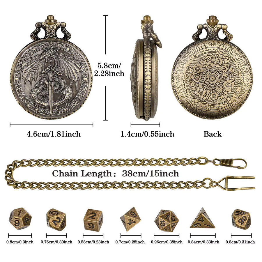 SANMERSEN DND-Würfelset, 7-teiliges Metall-Set, Fantasy, Bronze - Bild 3