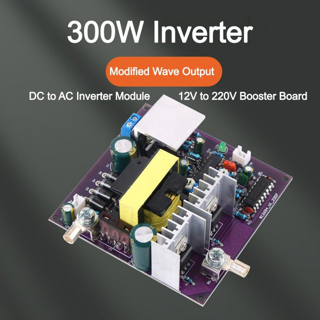 Voktta Wechselrichter 300W mit korrigiertem Sinus, 12V zu 220V Wechselstrom Wandler, 50Hz DC-AC Boost-Leiterplatte, Multicolor - Bild 1