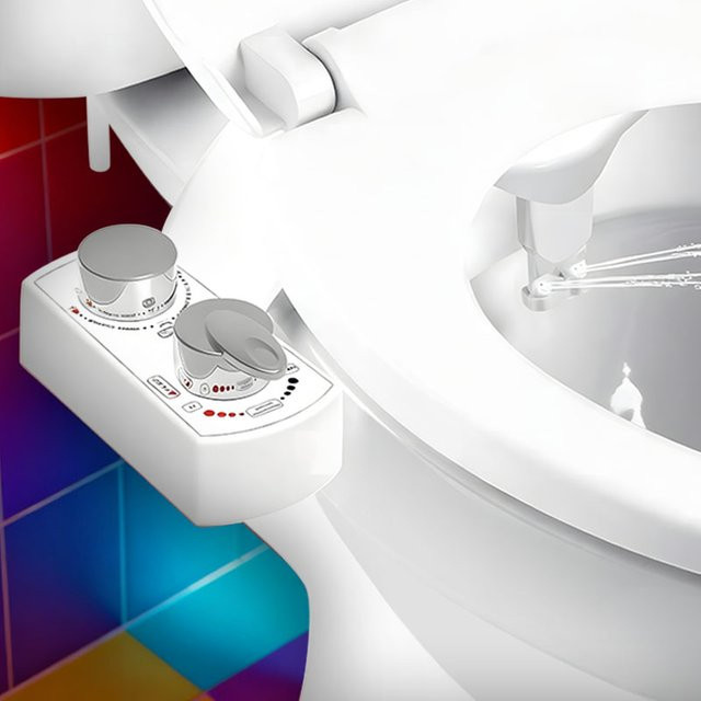 Intelligentes Bidet mit Doppeldüse für heißes und kaltes Wasser, ultradünne Gesäßreinigung ohne Stromanschluss, Farbe: Weiß - Bild 1