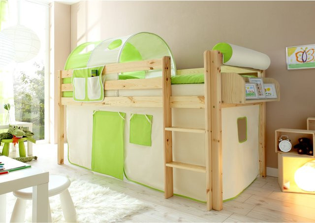 TiCAA Hochbett Malte für Kinder aus Kiefer Natur Classic in Braun - Bild 1