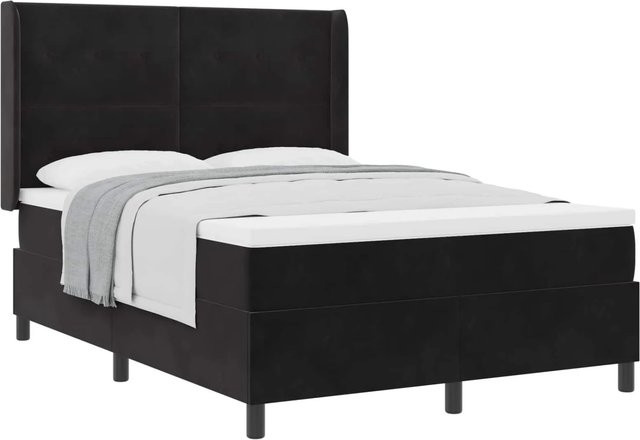vidaXL Boxspringbett mit Matratze aus Samt in Schwarz, B/T/H: 160 x 200 x 163 cm - Bild 1