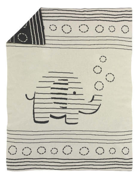 Alvi Strickdecke für Babys aus Baumwolle, gestreift in Silber und Weiß, B/H: 75 x 100 cm - Bild 1