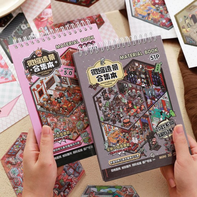 JCAC Horror Town 3D Pop-Up Cottage Stickerbuch, 51-teiliges Set - Bild 1