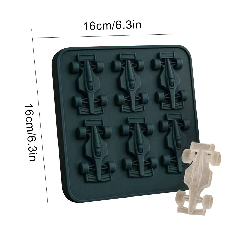 Silikonform Rennwagen 3D-Form mit 6 Mulden für Schokolade, Fondant und Gebäck, Rot - Bild 5