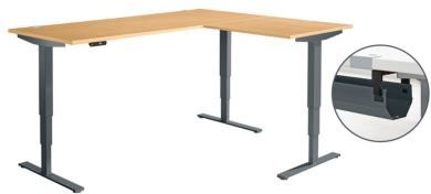 Schäfer Shop Genius Winkelschreibtisch AERO FLEX elektrisch höhenverstellbar Buche-Dekor Anthrazit B: 200 cm, T: 160 cm - Bild 1