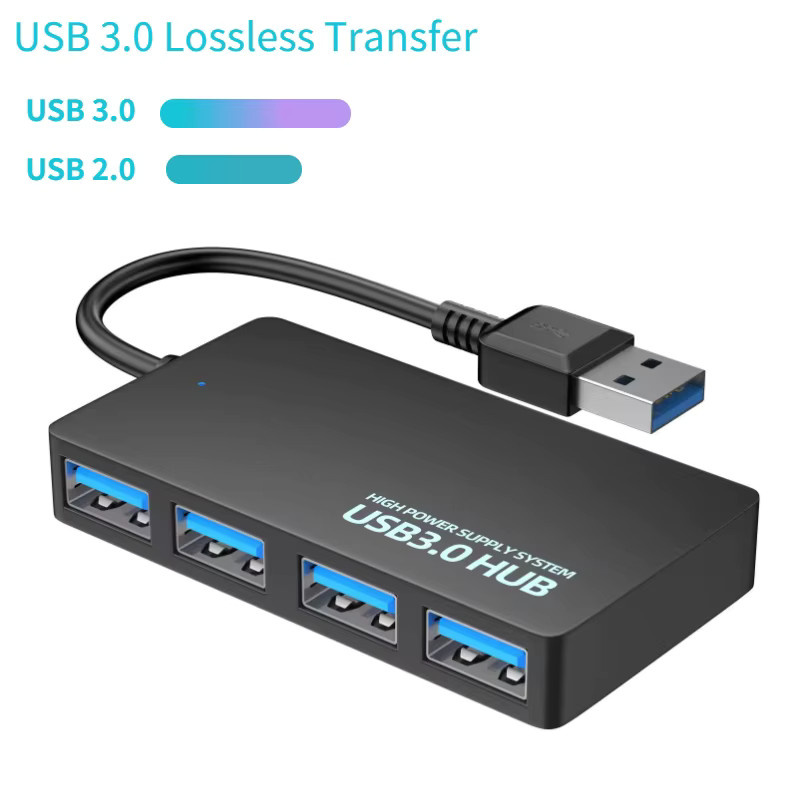 USB 3.0 Hub 4-Port Hochgeschwindigkeits-Adapter in Schwarz mit Plug-and-Play Unterstützung - Bild 2