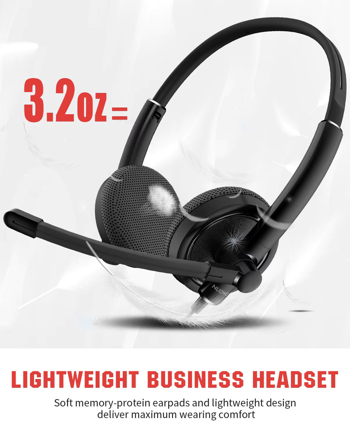 NUBWO HW01 USB und 3,5 mm Headset mit Mikrofon und Geräuschunterdrückung in Schwarz für PC und Laptop - Bild 2