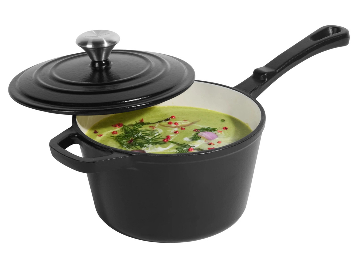 SILVERCREST® Premium Gusseisenkasserolle aus emailliertem Gusseisen, Schwarz, Durchmesser: 18 cm - Bild 2