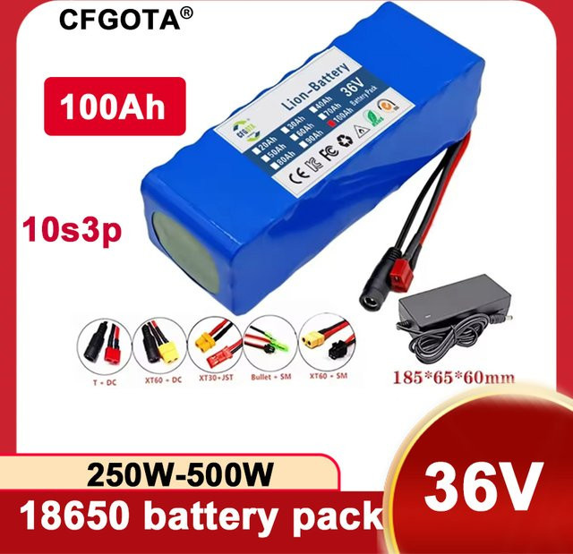 LOLRKO Li-Ion Akku 36V 100Ah 10S3P mit integriertem 15A BMS und 42V 2A Ladegerät in Blau - Bild 1