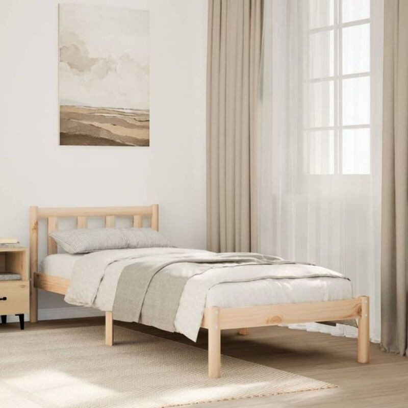 Massivholzbett Vidaxl aus Kiefer in Braun im Landhaus- und Skandinavischen Stil, B/T/H: 90 x 210 cm - Bild 1