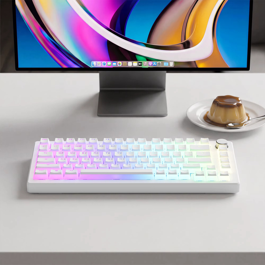 XVX Pudding Tastenkappen Weiß Transluzent, 165 Tasten Russisches Layout, PBT Double Shot Jelly RGB Hintergrundbeleuchtung, kompatibel mit 75% Tastaturen - Bild 3