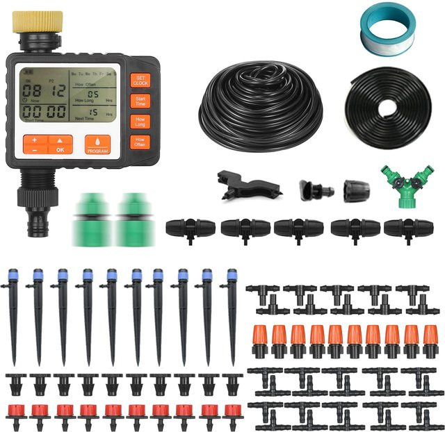 Aimo BXJ-009 Digitales Tropfbewässerungs-Set mit LED-Display und Wasser-Timer in Schwarz - Bild 1