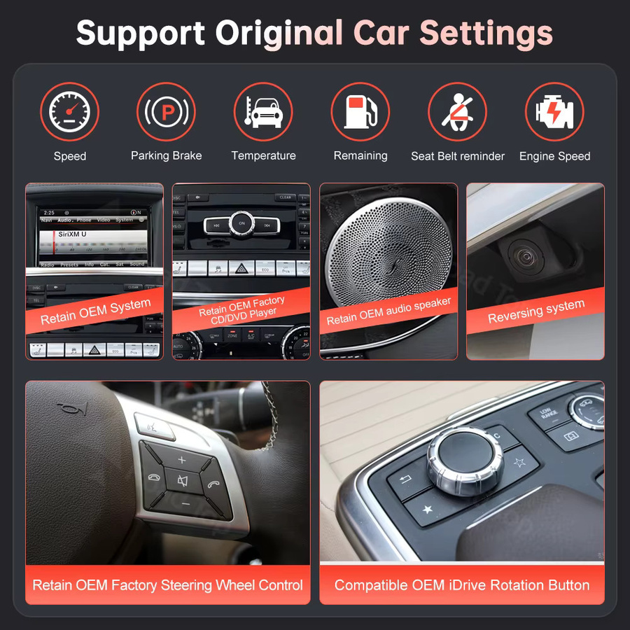 Road Top 12,3 Zoll Multimedia-Display für Mercedes Benz ML W166 GL X166 GLE GLS 2012-2018 mit Wireless CarPlay und Android Auto in Schwarz - Bild 4