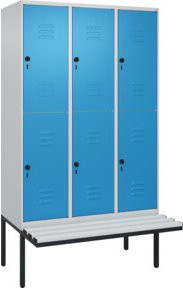 C+P Doppelstock-Spind Classic PLUS Sitzbank mit 3 Abteilen und Sicherheits-Drehriegel, B/T/H: 212 x 120 x 81,5 cm - Bild 1