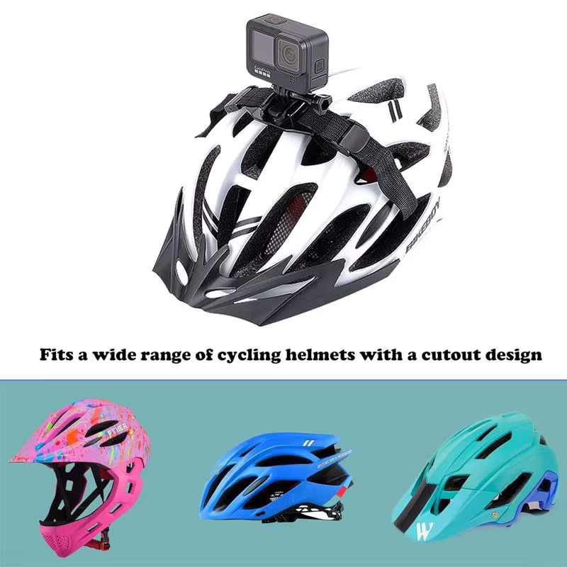 DIXSG Action Kamera Kopfhalterung mit verstellbarem Fahrrad-Helm-Gurt in Schwarz für GoPro Hero, Insta360, SJCAM, AKASO und DJI - Bild 4