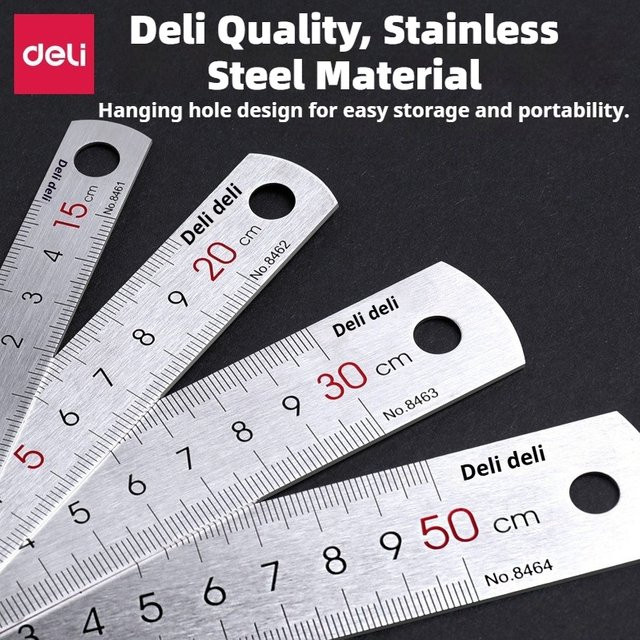 Deli Edelstahl-Lineal aus Metall in Silber für Schule und Heim, Länge: 15 cm - Bild 1