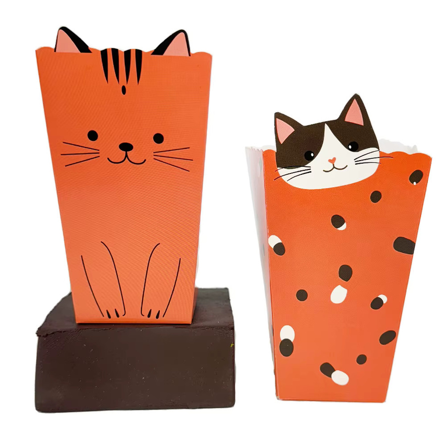 Niedliche Katzen-Popcorn-Boxen aus Papier für deine Geburtstagsparty oder Babyparty, Mehrfarbig - Bild 1
