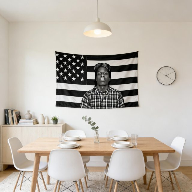 A-ASAP Rocky Amerikanische Flagge Wandteppich Hip Hop Wanddeko Multicolor B: 150 cm, H: 100 cm - Bild 1