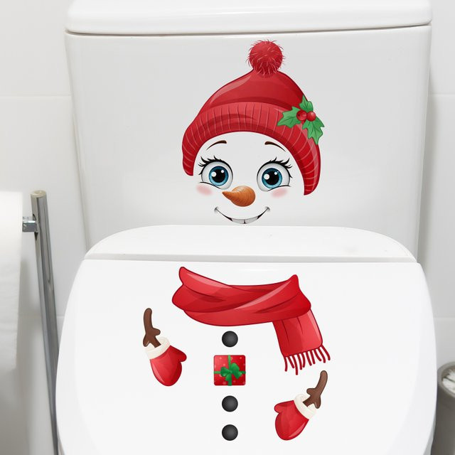 BRUP Schneemann Weihnachts Aufkleber aus PVC, abnehmbare Dekoration für Badezimmer, Wohnzimmer und Schlafzimmer, Mehrfarbig - Bild 1