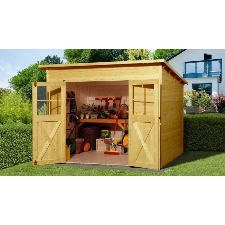 WEKA Gartenhaus 325 Gr.4 aus Holz mit Pultdach in Eiche Hell beige B/H/T: 323 x 223 x 250 cm - Bild 2