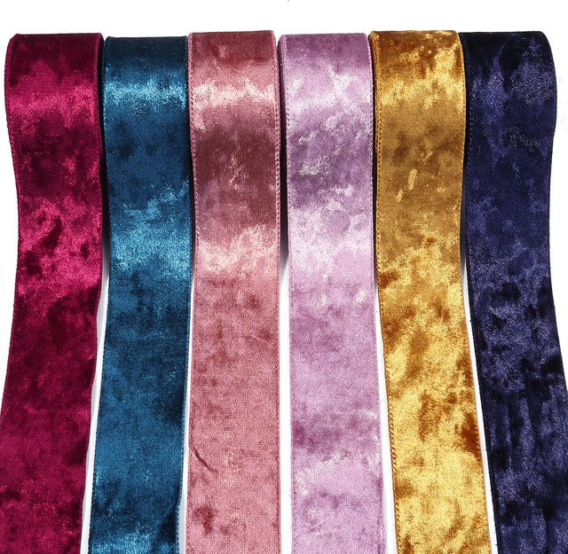 Luxus Strass Samtbänder mit einseitiger Beflockung als Satinband für Hochzeit, Geburtstag und Geschenkverpackung, 5 Yards, Farben: Rot und Mehrfarbig - Bild 1