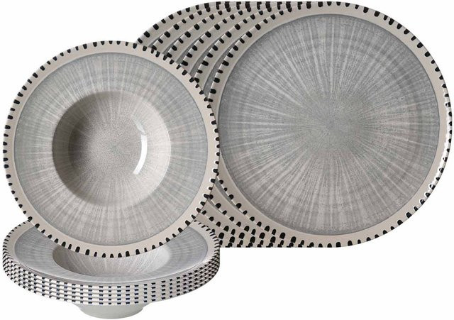 Ritzenhoff & Breker Pizza- und Pasta-Set Natura 12-teilig aus Steinzeug in Grau - Bild 1