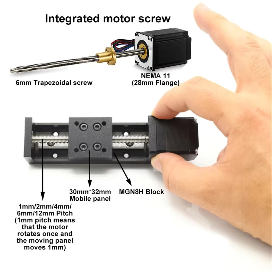 YunDuan Mini T-Typ Linearschiene Motorsatz XY/XZ Achse Schiebetisch in Schwarz mit 5 kg Traglast - Bild 3