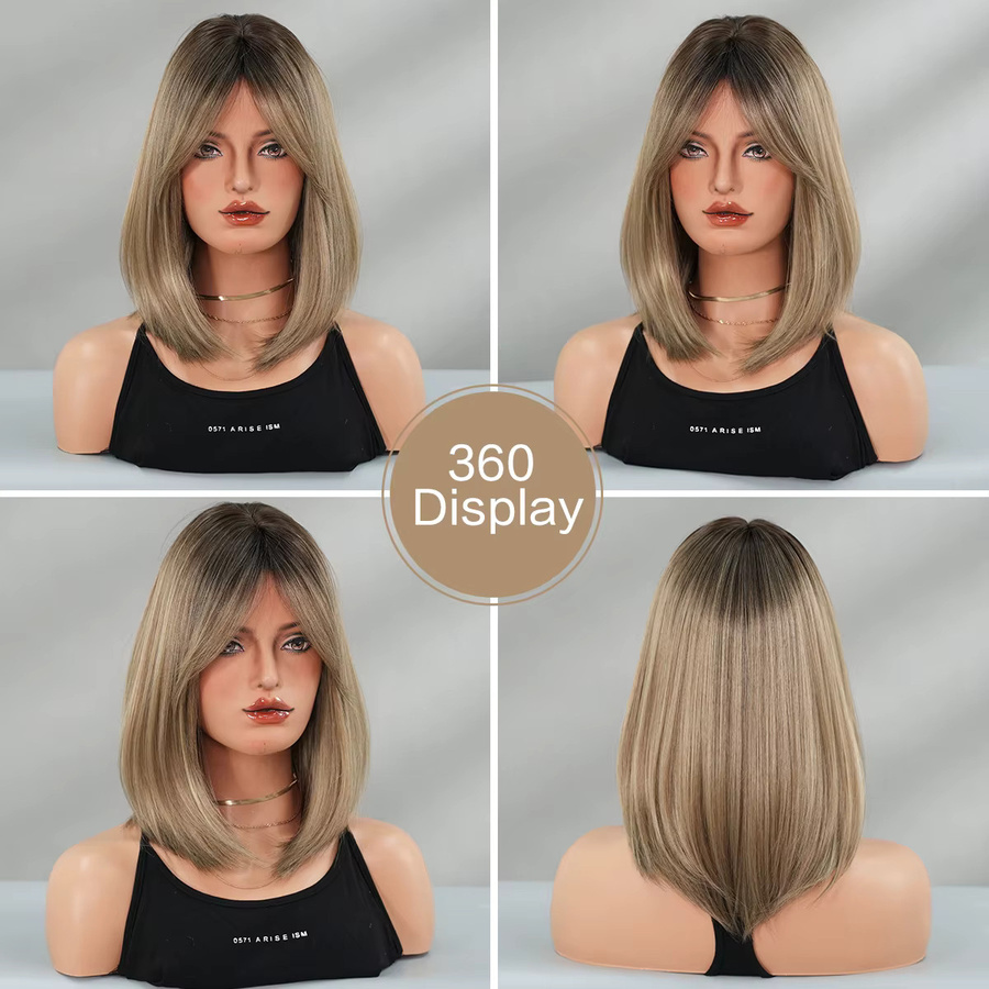 7JHH WIGS Perücke, Champagner-Gold-Bob, synthetisch, Damen - Bild 2