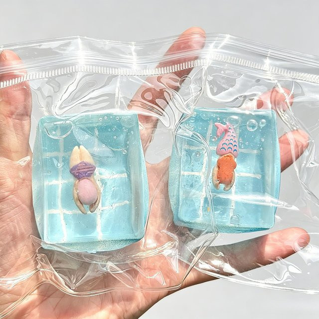 Würfel Klar Maltose Quetschspielzeug Ozean Poolparty Meerjungfrau Schwimmer Figur Squishy Stressabbau Dekompression Spielzeug - Bild 1