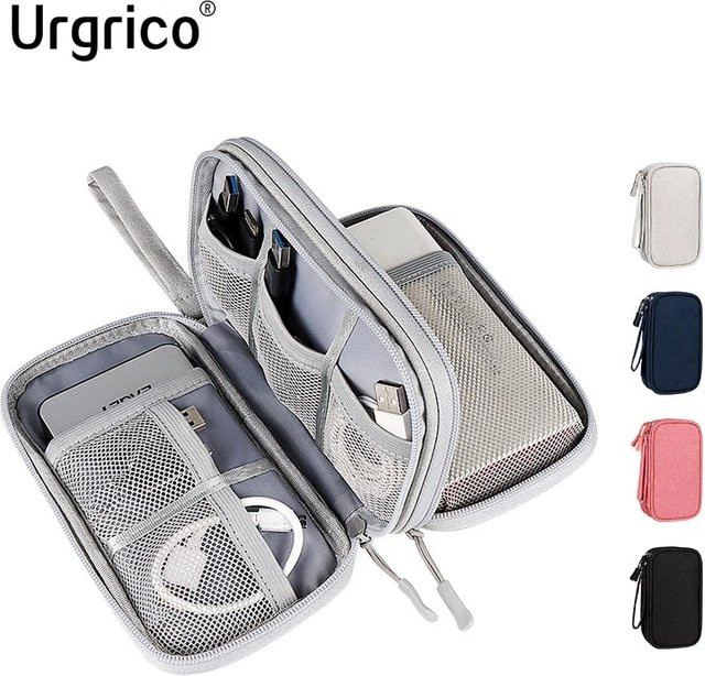 Urgrico Reise-Organizer für Datenkabel und USB-Ladegeräte, wasserdichte Aufbewahrungstasche, grau - Bild 1