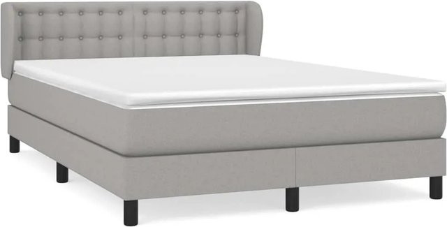 vidaXL Boxspringbett mit Matratze Hybrid-Design in Hellgrau, B/T/H: 140 x 190 x 147 cm - Bild 1