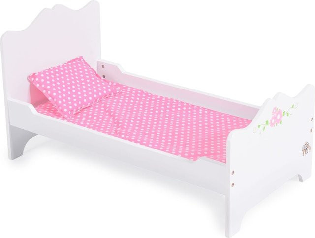 Moni Puppenbett PH12B019 aus Holz in Weiß mit Kissen und Unterlage, B/T/H: 48 x 32 x 30 cm - Bild 1
