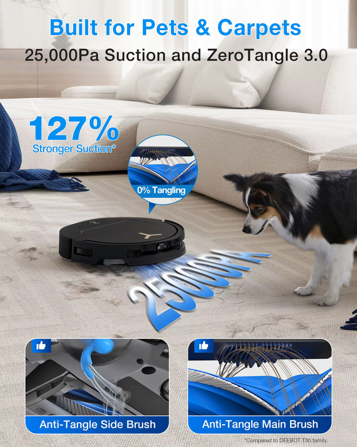ECOVACS DEEBOT T50 PRO Omni Gen3 Roboterstaubsauger mit Wischfunktion in Schwarz mit 25.000 Pa Saugkraft, AIVI 3D 3.0, Heißlufttrocknung und automatischer Reinigungslösungs-Nachfüllung - Bild 2