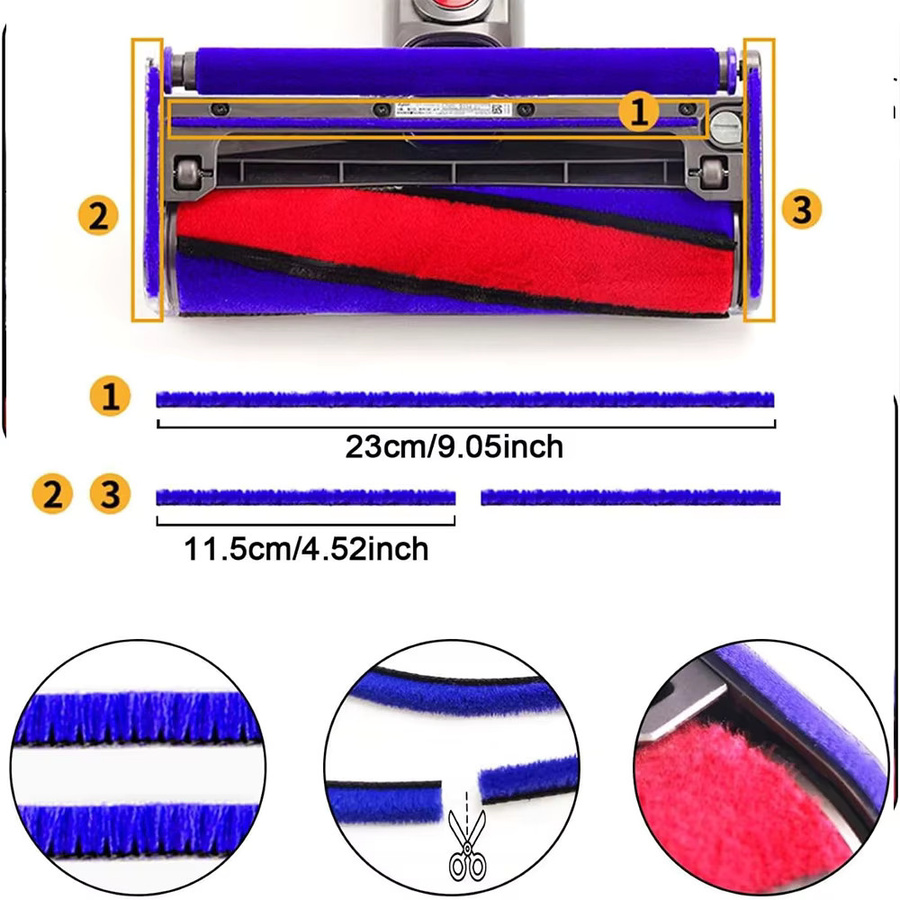 Dyson Soft Roller Cleaner Head Ersatzteile: Plüschstreifen und Sohlenplattenräder für V6 V7 V8 V10 V11 V15 - Bild 2