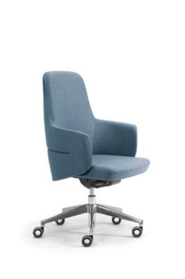 Chefsessel Leyform OPERA Halbhochlehner in Blau mit Armlehnen und Synchronmechanik - Bild 1