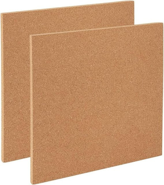 2 Stück quadratische Kork-Pinnwände aus Holz in Braun, B/H: 30,5 x 30,5 cm, Dicke: 1 cm - Bild 1