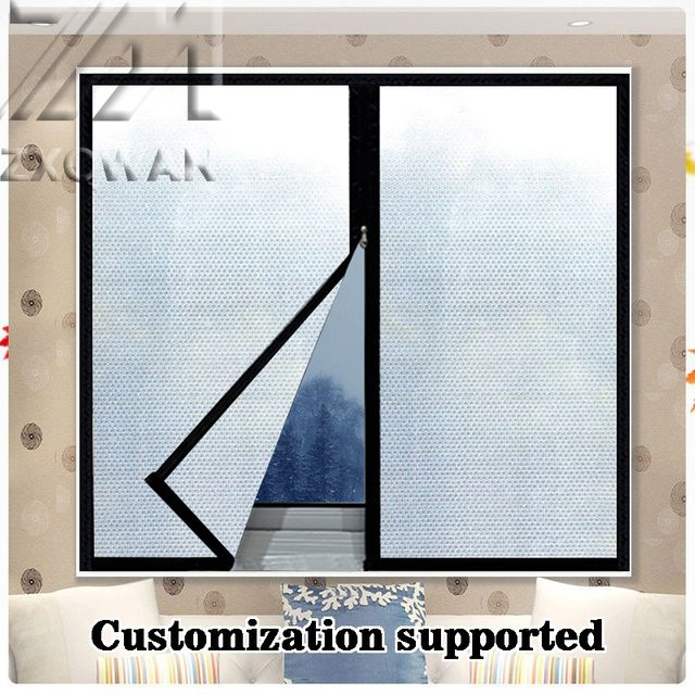 Isolierte Blasenfolie für Winterfenster von zxqwan, transparente thermische Vorhänge mit schwarzem Reißverschluss, B/H: 80 x 180 cm - Bild 1