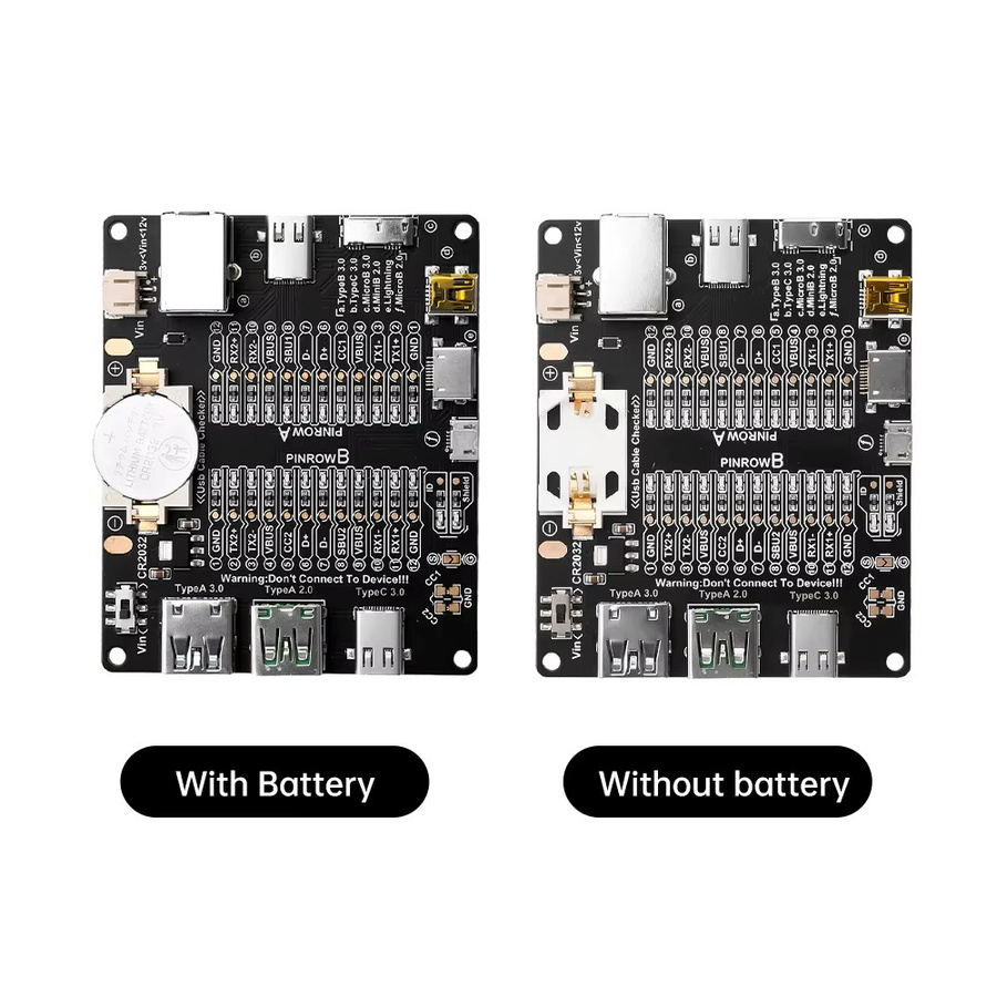 USB-Datenkabel-Erkennungsplatine zur Prüfung von USB-C und Micro-USB Kabeln mit Kurzschlussfunktion in Schwarz - Bild 4