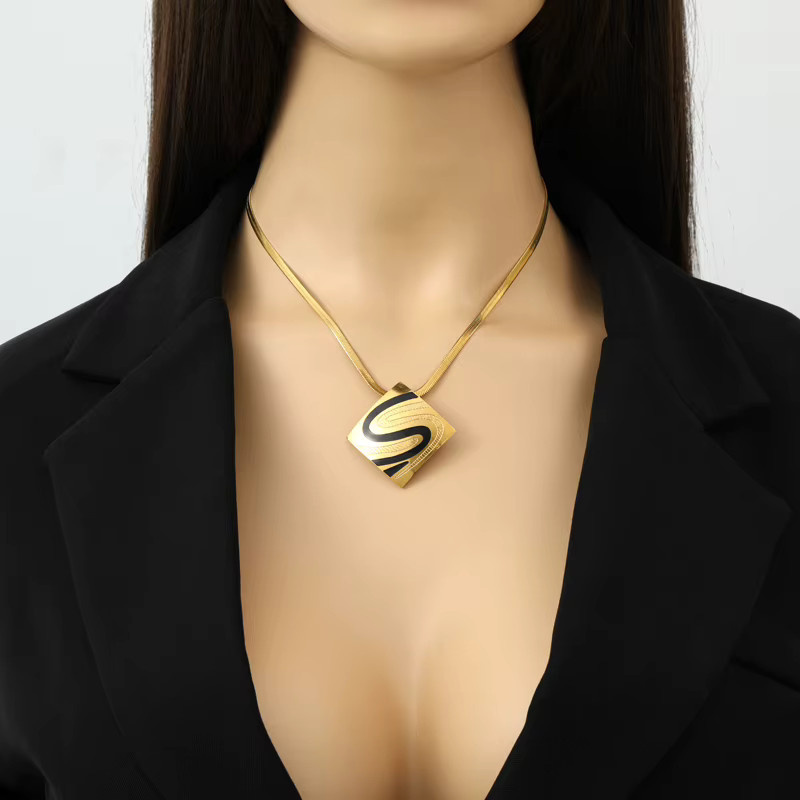 EILIECK Schmuck-Set Halskette, Ohrringe, Edelstahl, Gold, Damen - Bild 4