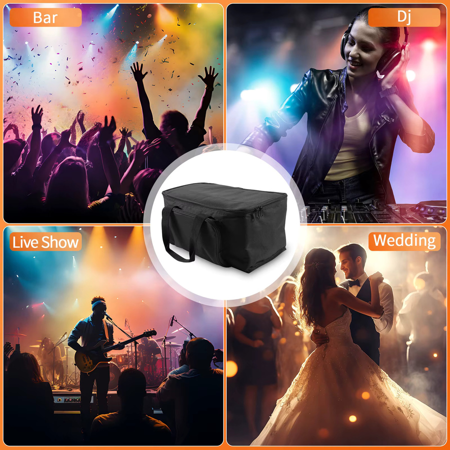 Datewink Par Licht Tasche für 4 Scheinwerfer, Wasserdichte Aufbewahrungstasche aus 600D PVC und 210D Futter, Schwarz, B/T/H: 18 x 18 x 10 cm - Bild 6