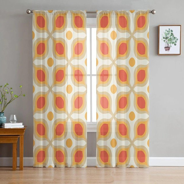 Retro Moderne Tüllvorhänge von Your Warm Home, bedruckt und transparent, Mehrfarbig, Breite: 135 cm, Höhe: 244 cm - Bild 1